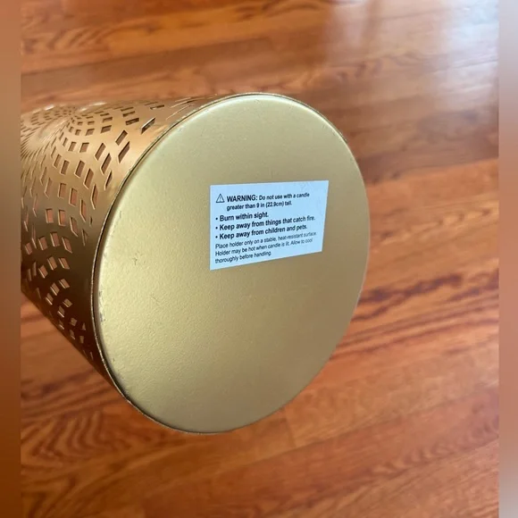 Gold punched metal lantern 10” - Picture 3 of 4